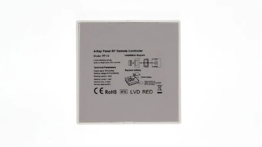 Панель PF1-2 White IC27 (DIM, 2 zone, RF 2.4GHz, 3VDC(CR2032)) - фото II