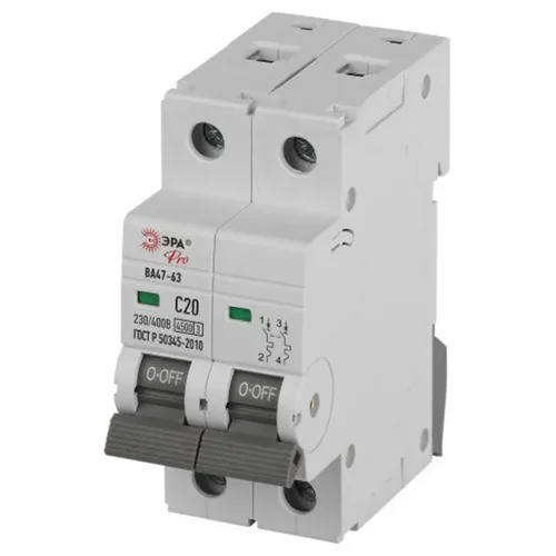 Выключатель автоматический 2п C 20А 4.5кА ВА47-63 PRO ЭРА Б0059423 - фото