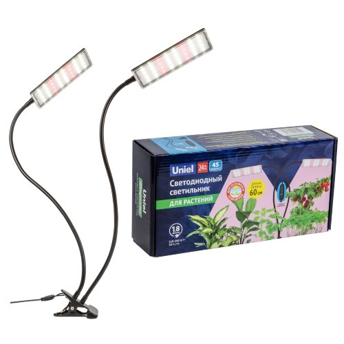 ULT-P37-24W-SPFB-TM-60 IP40 BLACK TWIN Светильник для растений светодиодный с таймером, на прищепке, Спектр для фотосинтеза, TM Uniel - фото 10