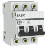 Выключатель автоматический модульный 3п B 25А 4.5кА ВА 47-29 Basic EKF mcb4729-3-25-B - фото