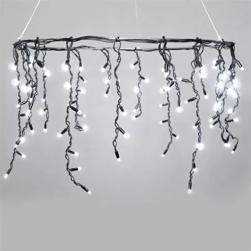 Гирлянда Бахрома 3,1 x 0,5 м Белая 24В, 120 LED, Провод Черный Каучук, IP65. Фото 2.