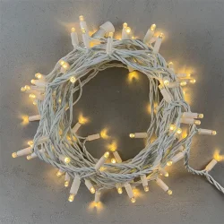 Гирлянда Нить 10м Тепло-Белая 24В, 100 LED, Провод Белый Каучук, IP65