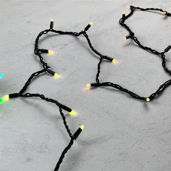 Гирлянда Нить с Колпачком 15м Разноцветная 220В, 100 LED, Провод Черный Каучук, IP65