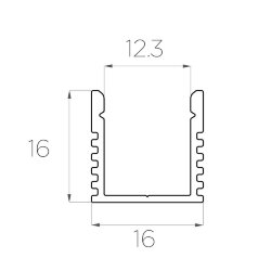 Профиль накладной алюминиевый LC-LP-1616-2 Anod