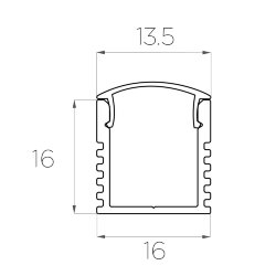 Профиль накладной алюминиевый LC-LP-1616-2 Anod