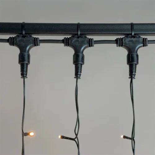 Гирлянда Занавес 1 x 9 м Экстра Тепло-Белый 220В, 900 LED, Провод Черный ПВХ, IP54. Фото 2.