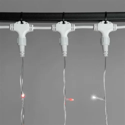 Гирлянда Занавес 2 x 2 м Красный с Мерцанием 220В, 400 LED, Провод Прозрачный ПВХ, IP54. Фото 3.