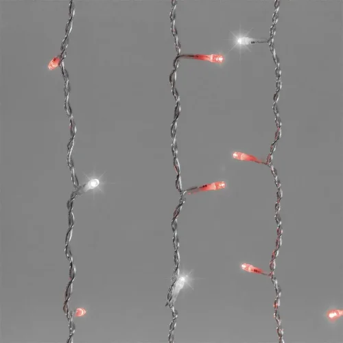 Гирлянда Занавес 2 x 2 м Красный с Мерцанием 220В, 400 LED, Провод Прозрачный ПВХ, IP54. Фото 4.