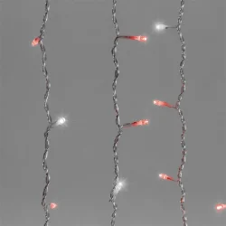 Гирлянда Занавес 2 x 2 м Красный с Мерцанием 220В, 400 LED, Провод Прозрачный ПВХ, IP54