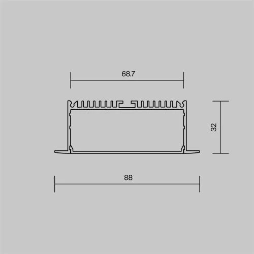 Алюминиевый профиль встраиваемый ALM-8832-S-2M (Серебро) - фото 2