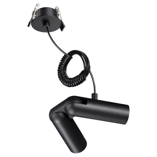 База встраиваемая для ввода питания с гибким угловым соединителем «L» и проводом-подвесом (длина про «Novotech» 359386, серия: GLAT. Фото 1.