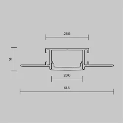 Алюминиевый профиль встраиваемый с вертикальным изгибом ALM-6214TB-S-2M (Серебро)