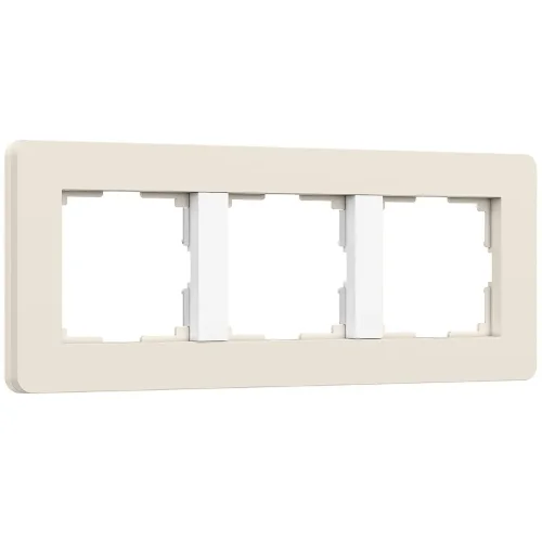 Рамка из поликарбоната на 3 поста Split айвори/белый, soft-touch W0033066 - фото