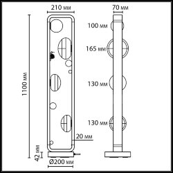 Уличный наземный светильник -торшер 110см IP54 «ODEON LIGHT EXCLUSIVE» 5434/4FB, серия: LUMA