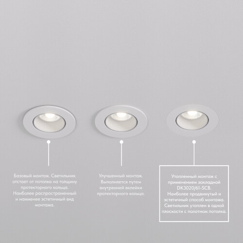 DK3061-WH+BK Встраиваемый светильник, IP 20, 10 Вт, GU5.3, LED, белый/черный, пластик. Фото 3