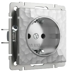 Розетка с заземлением (Hammaer серебряный) W1271006