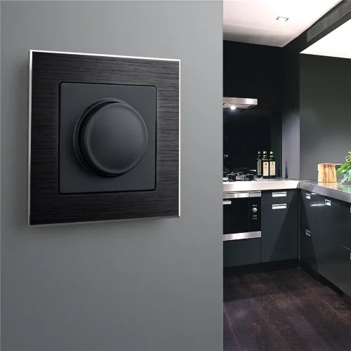 Рамка из металла на 1 пост Аluminium черный алюминий W0011708 - фото 2