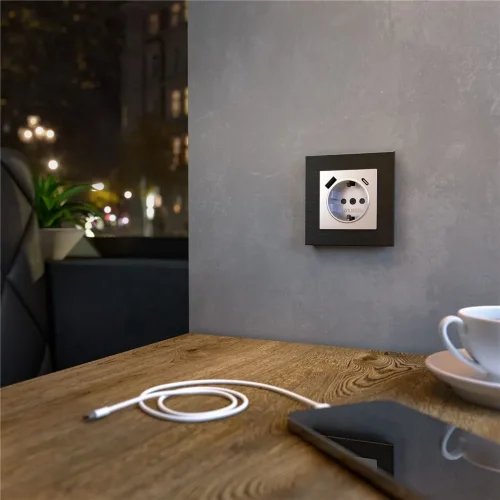 Рамка из металла на 1 пост Аluminium черный алюминий W0011708 - фото 3