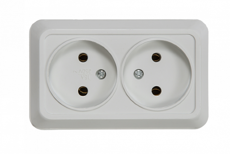 Розетка двойная BOLLETO белая накладная 7102 IN HOME - Фото
