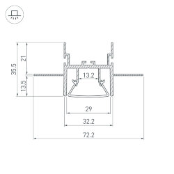 Профиль FOLED-CEIL-CENTER-2000 (Arlight, Алюминий) 023863
