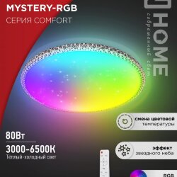 Светильник светодиодный COMFORT MYSTERY-RGB 80Вт 230В 3000-6500K 6000Лм 500x80мм с пультом ДУ IN HOME