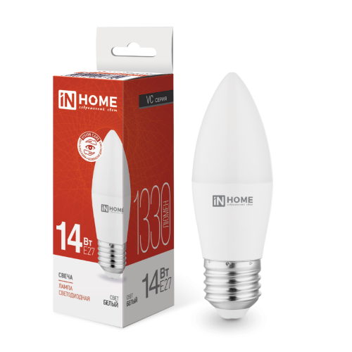 Лампа светодиодная LED-СВЕЧА-VC 14Вт 230В E27 4000K 1330Лм IN HOME - Фото