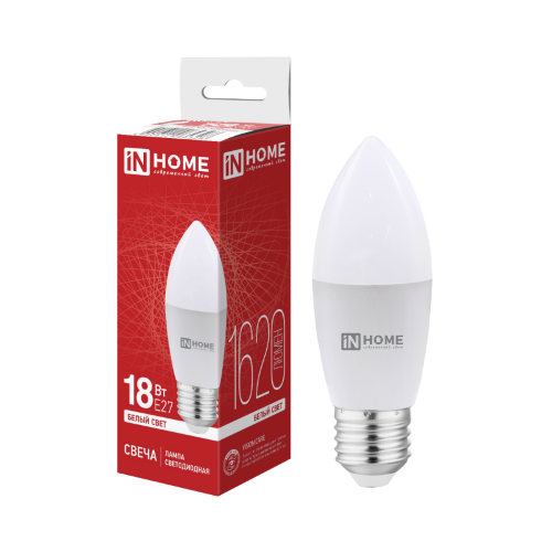 Лампа светодиодная LED-СВЕЧА-VC 14Вт 230В E27 4000K 1330Лм IN HOME - Фото
