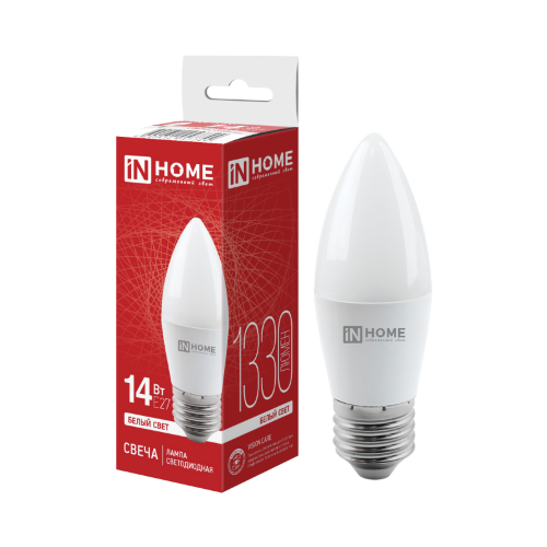 Лампа светодиодная LED-СВЕЧА-VC 14Вт 230В E27 4000K 1330Лм IN HOME - Фото