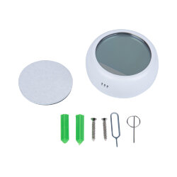 USN-A502 TS-WF WHITE Умный датчик температуры и влажности Wi-Fi, с экраном, на батарейках AAAx2 н-к адаптер 5V н-к, Звуковое+PUSH оповещение, Накладной, Белый, Приложение UnielSmart, TM Uniel