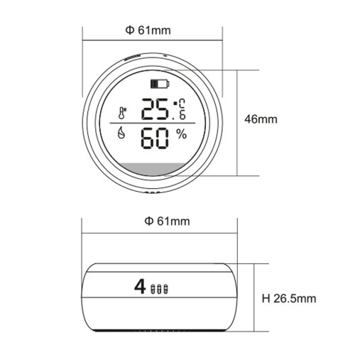 USN-A502 TS-WF WHITE Умный датчик температуры и влажности Wi-Fi, с экраном, на батарейках AAAx2 н-к адаптер 5V н-к, Звуковое+PUSH оповещение, Накладной, Белый, Приложение UnielSmart, TM Uniel - фото 10