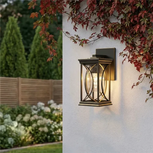 Настенный уличный светильник Spica D черное золото IP33 GL 1026D - фото 2