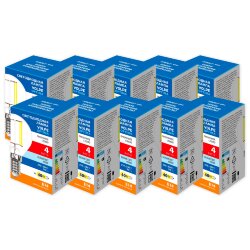 LED-G45-4W-4000K-E14-CL-SLF SET10 Лампа светодиодная, Форма шар, прозрачная, Серия Optima Филамент, Белый свет 4000K, Упаковка 10 штук