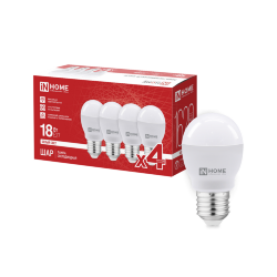 Лампа светодиодная LED-ШАР-VC 4PACK 18Вт 230В Е27 4000К 1620Лм (4шт./упак) IN HOME