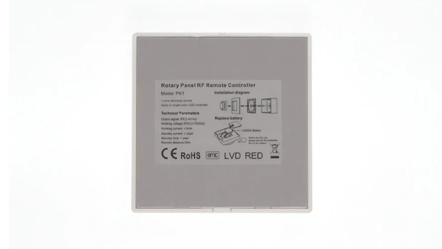 Панель PK1 White IC26 (DIM, Rotary, 1 zone, RF 2.4GHz, 3VDC(CR2032)) - фото II