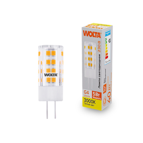 Светодиодная лампа WOLTA WSTD-JC-220V5W3KG4-C 5Вт 3000K G4 - фото 1.
