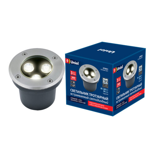ULU-B10A-3W-2700K IP67 GREY Светильник светодиодный уличный, Архитектурный встраиваемый, Теплый белый свет 2700К, Корпус серый. - фото 11