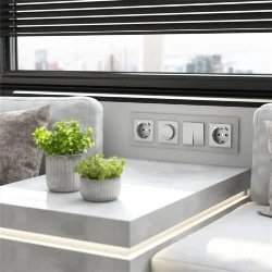 Рамка из стекла на 4 поста Senso серебряный soft-touch W0043106