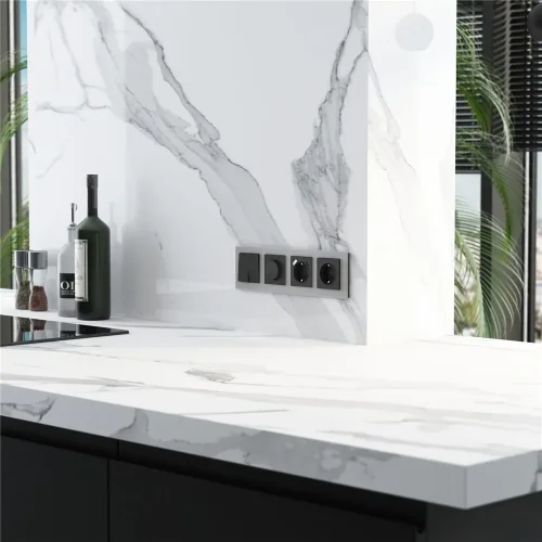 Рамка из стекла на 4 поста Senso серебряный soft-touch W0043106 - фото 3