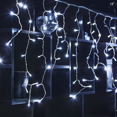 ULD-B12006-195-TTK WHITE IP44 Бахрома светодиодная с эффектом мерцания, 12м, Соединяемая, 195 светодиодов, Белый свет, Провод прозрачный - фото 14