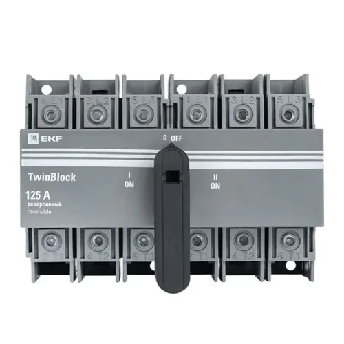 Рубильник 3п 125A реверсивный c рукояткой для прямой установки TwinBlock EKF tb-s-125-3p-rev - фото 3