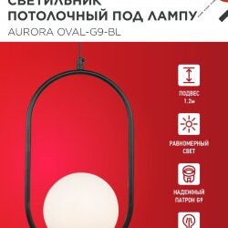 Светильник подвесной под лампу AURORA OVAL-G9-BL 1хG9 матовый плафон, черный корпус IN HOME