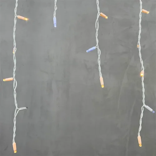 Гирлянда Бахрома 3,2 x 0,9 м Экстра Тепло-Белая с Мерцанием Белого Диода 220В, 168 LED, Провод Белый Каучук, IP65. Фото 2.