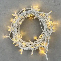 Гирлянда Нить 10м Тепло-Белая 24В, 75 LED, Провод Белый Каучук, IP65