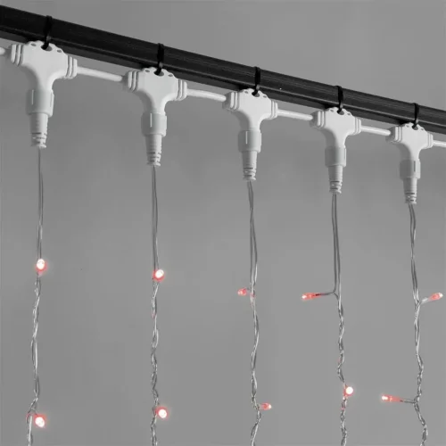 Гирлянда Занавес 2 x 3 м Красный 220В, 600 LED, Провод Прозрачный ПВХ, IP54. Фото 2.