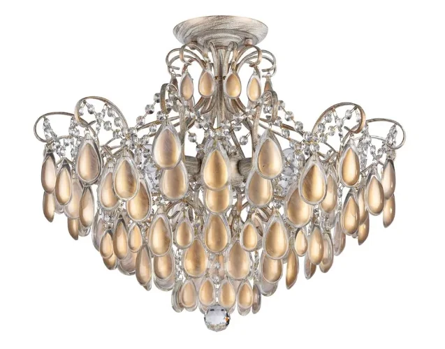Серия Chabrol заслуживает особого внимания благодаря интересному цветовому сочетанию отделки арматуры, каплевидным кристаллам из стекла. Благодаря необычному дизайну светильники станут настоящим украшением любого интерьера! (Белый с Золотом) - фото