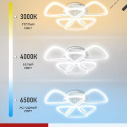 Светильник светодиодный ELEGANT SANSA-W 90Вт 230В 3000-6500K 650х650х130мм c пультом ДУ белый IN HOME