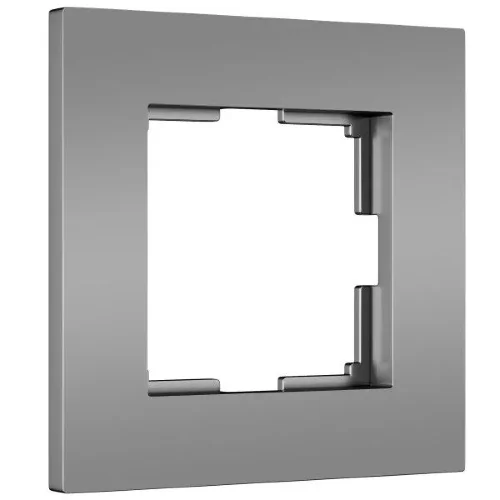 Рамка из поликарбоната на 1 пост Slab серебро софт W0012965 - фото