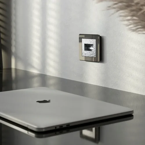 Накладка для двойной розетки Еthernet RJ-45 (Hammaer серебряный) W1291106 - фото 3