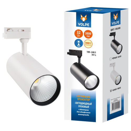 ULB-Q276 32W/4000К WHITE Светильник-прожектор светодиодный трековый. 3000 Лм. Белый свет (4000К) Корпус белый. ТМ Volpe - фото