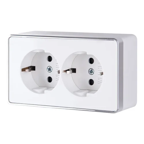 Розетка двойная с заземлением Gallant белая W5072101 - фото